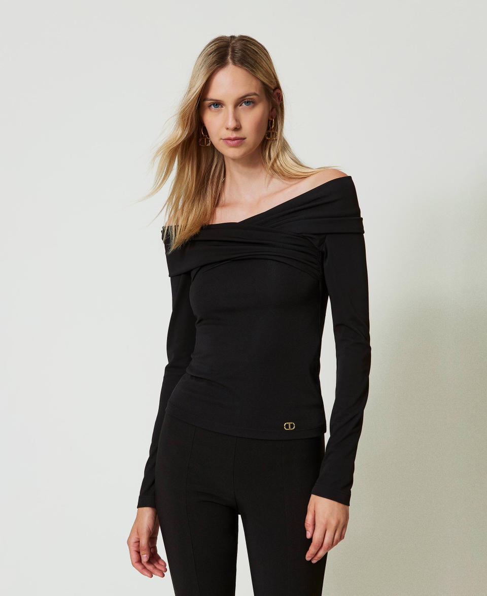 Twin Set Blusa con scollo arricciato Consegna Veloce