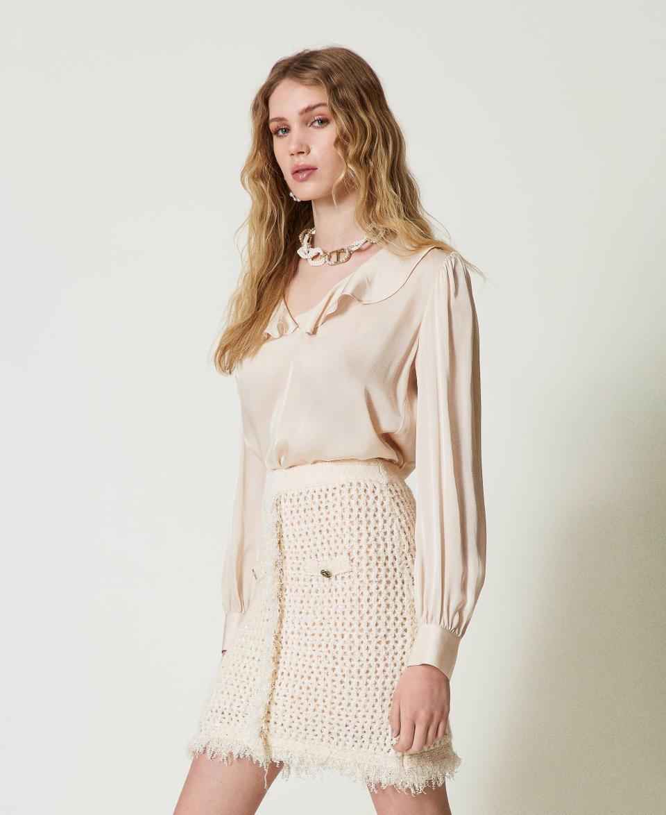 Twin Set Blusa in raso con volant Promozione Limitata
