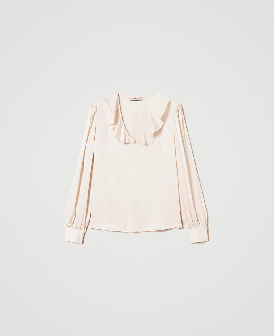 Twin Set Blusa in raso con volant Promozione Limitata