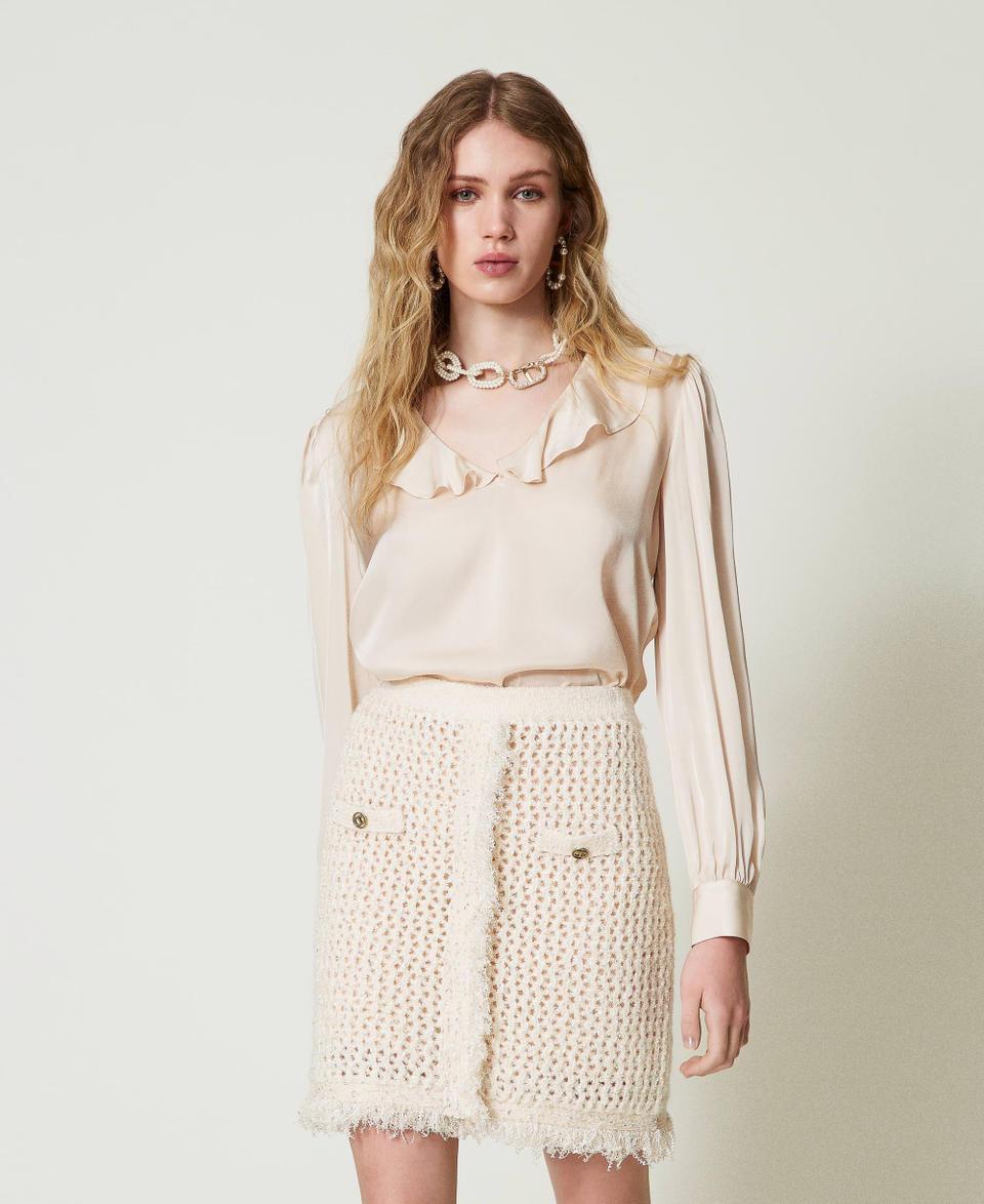 Twin Set Blusa in raso con volant Promozione Limitata