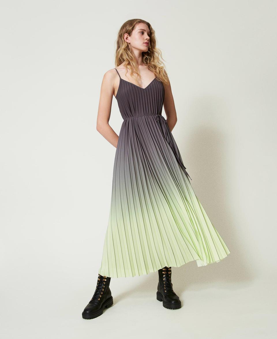 Twin Set Abito lungo in georgette plissé stampata Fino Al -60%