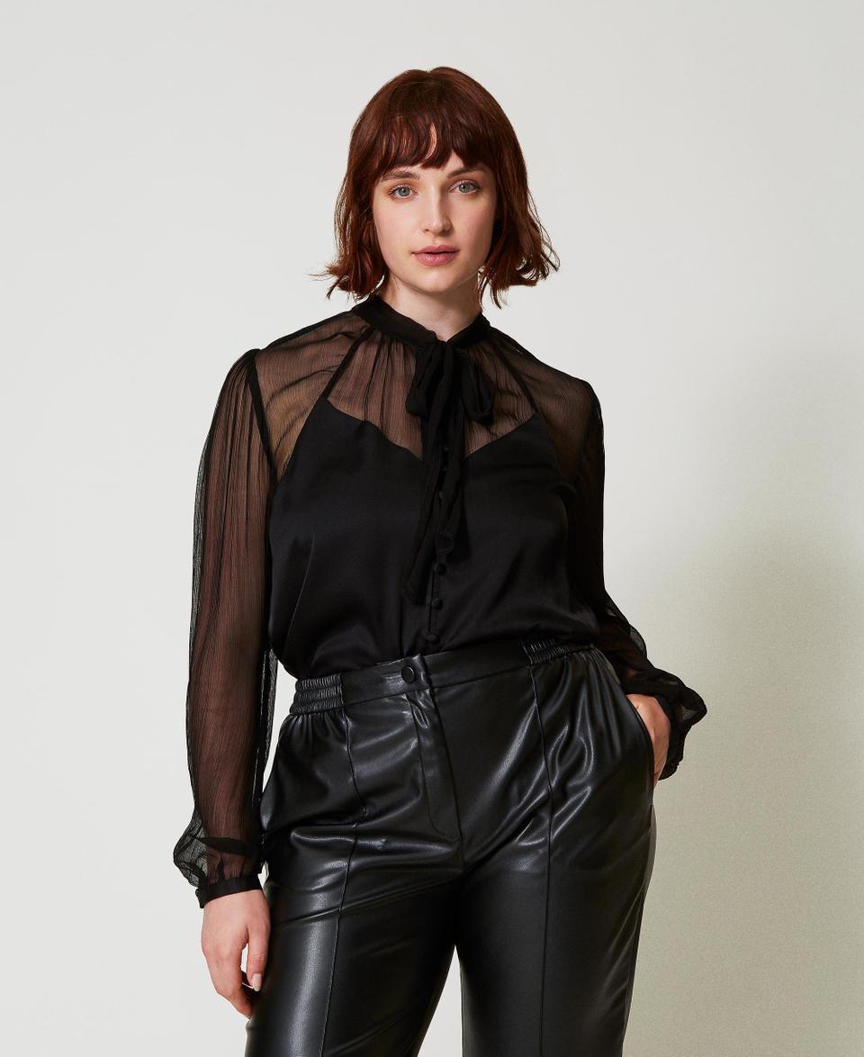 Twin Set Camicia in raso e chiffon