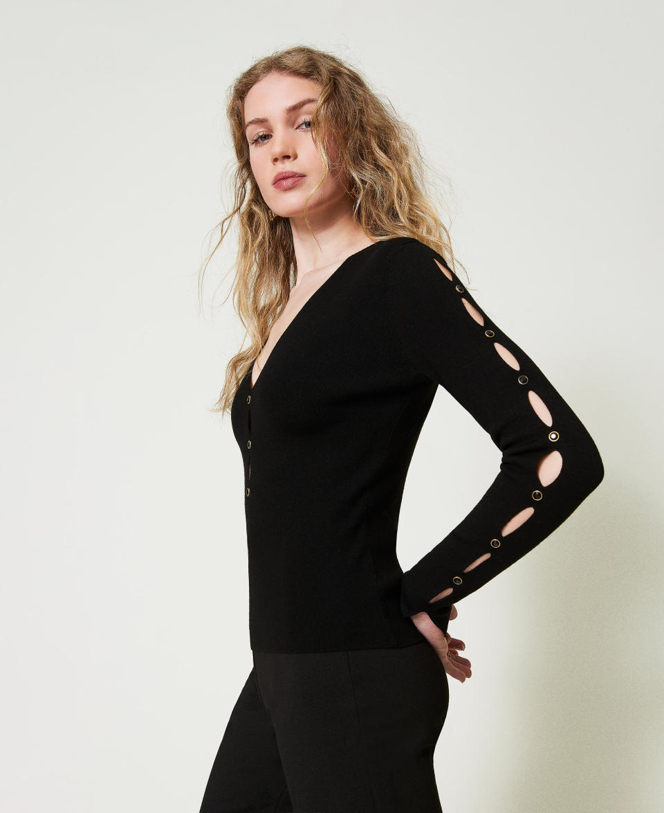 Twin Set Maglia con cut-out e borchie Prezzo Ridotto