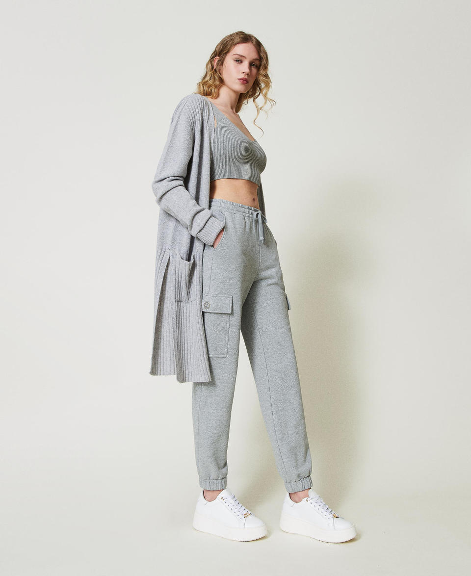 Twin Set Pantaloni joggers in felpa con Oval T Sottocosto