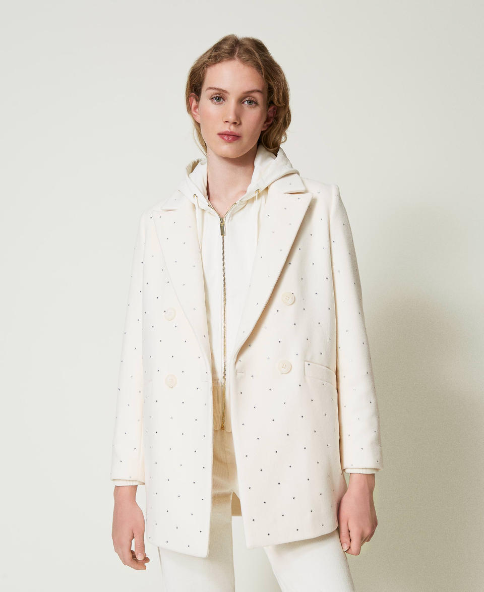 Twin Set Cappotto corto in panno con strass Economico