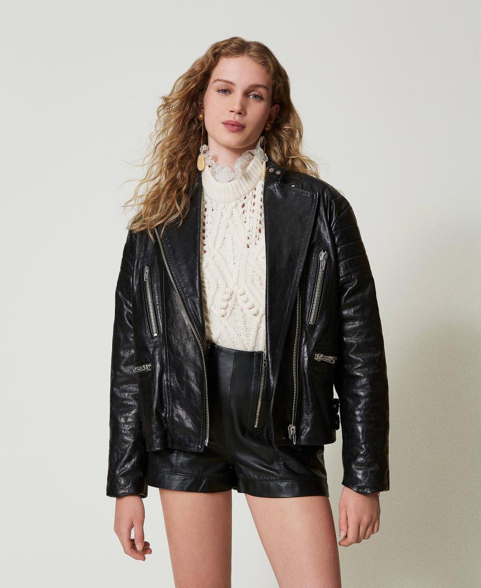 Twin Set Giacca biker 'Fairfax' in pelle Outlet