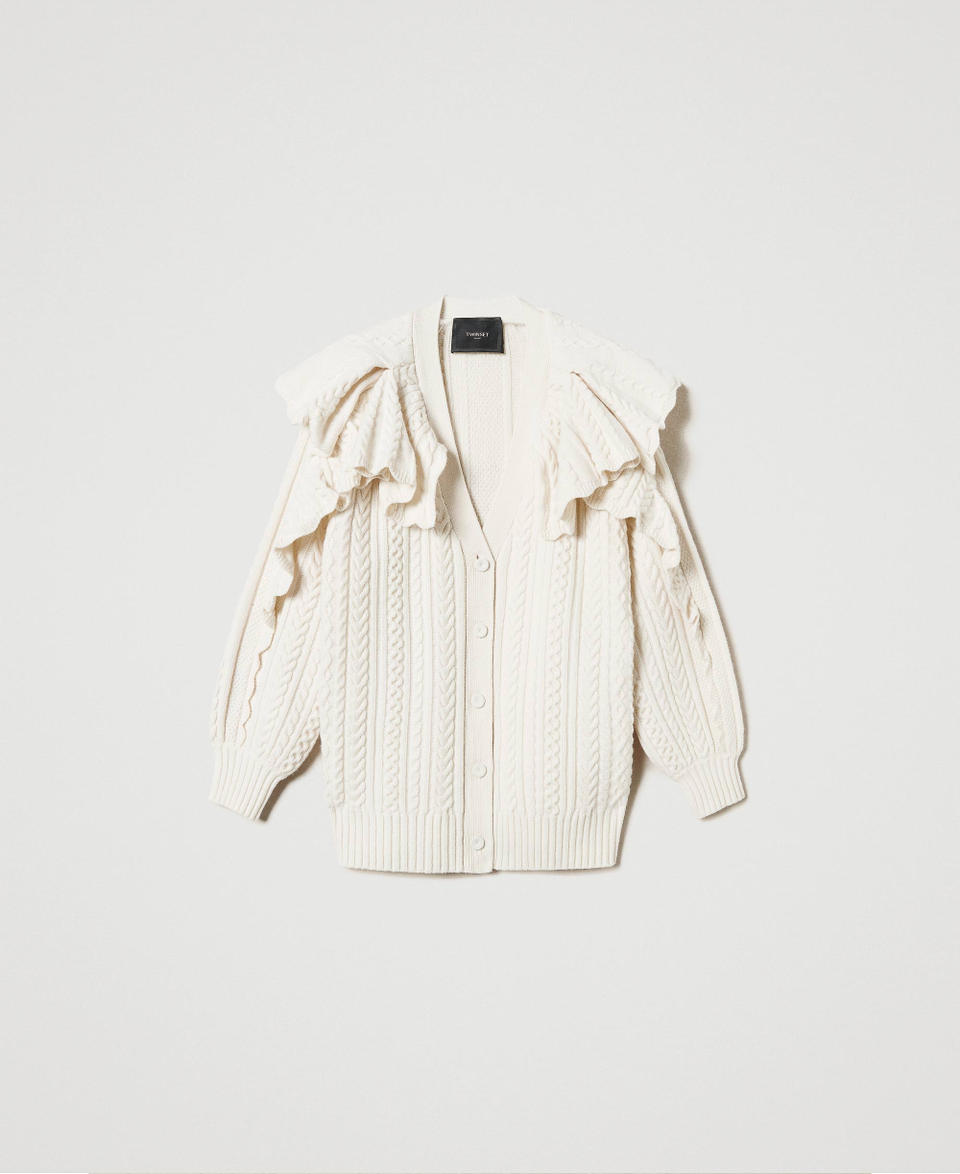 Twin Set Cardigan in misto lana con volant Vendite Flash