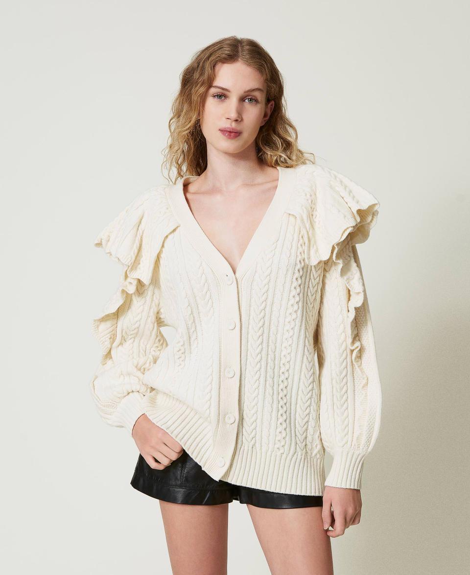 Twin Set Cardigan in misto lana con volant Vendite Flash
