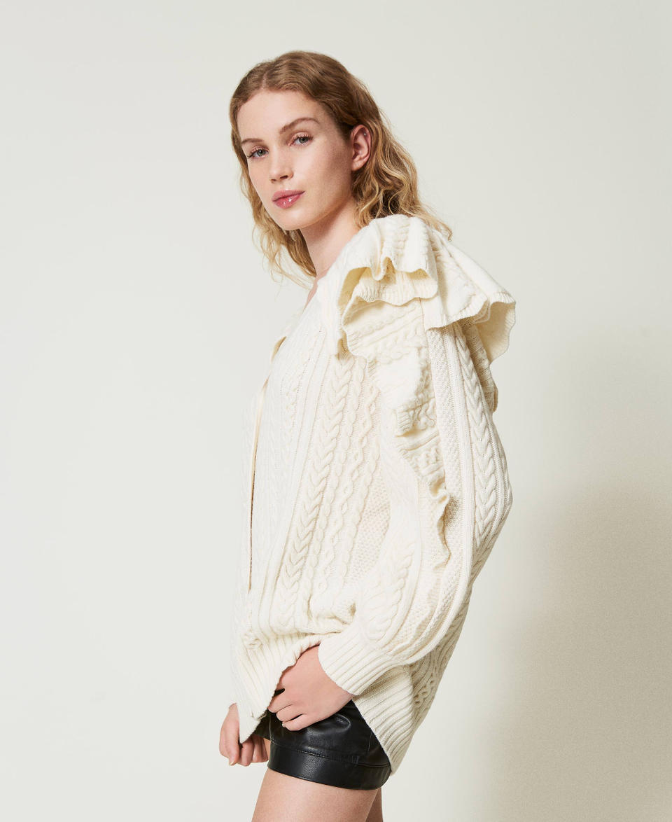 Twin Set Cardigan in misto lana con volant Vendite Flash