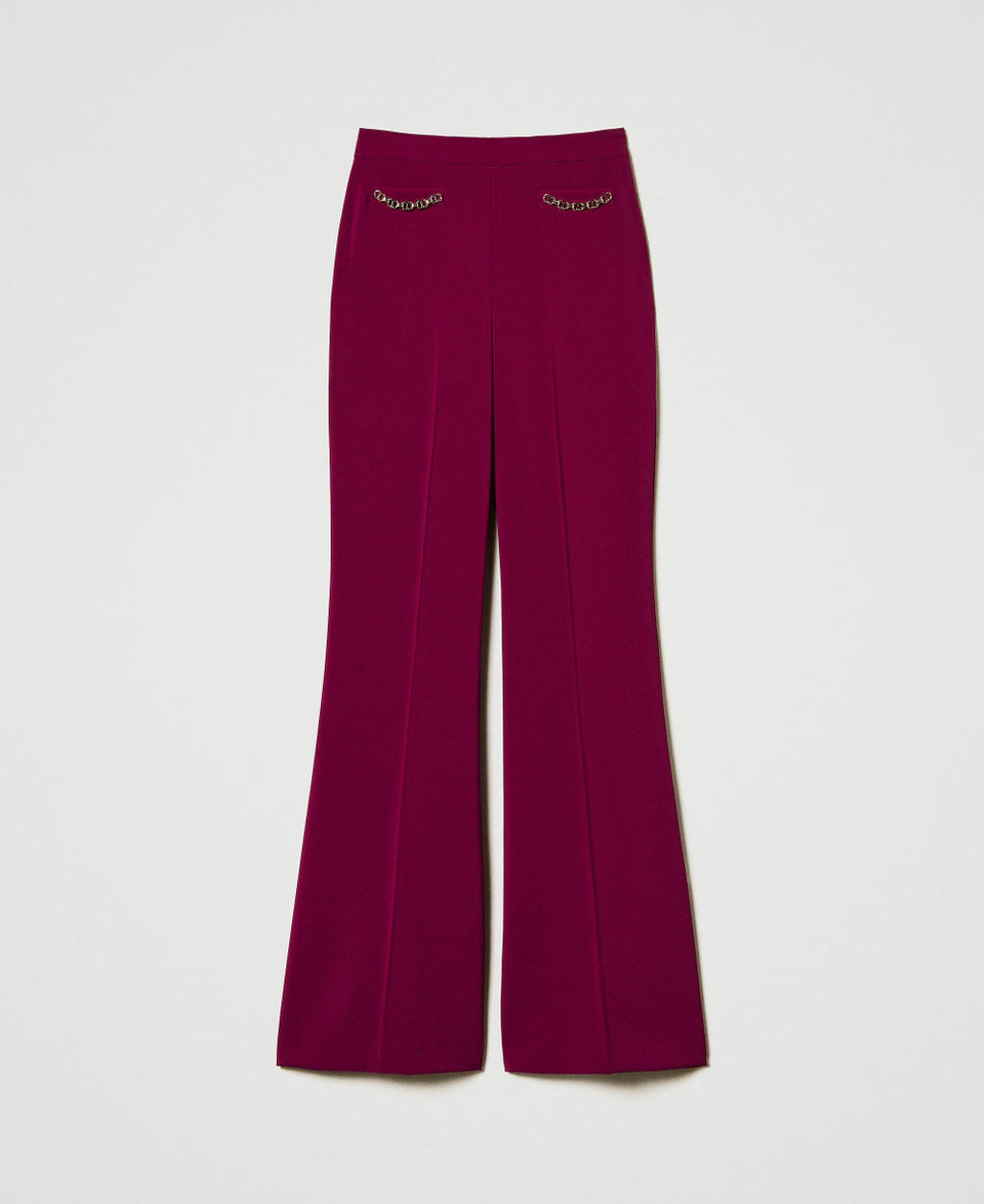 Twin Set Pantaloni flare con catena Oval T In Saldo