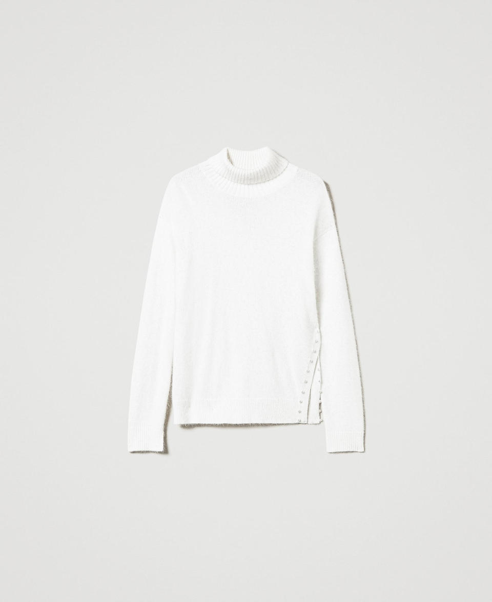 Twin Set Maglia dolcevita in misto angora con perle Negozio online di fabbrica