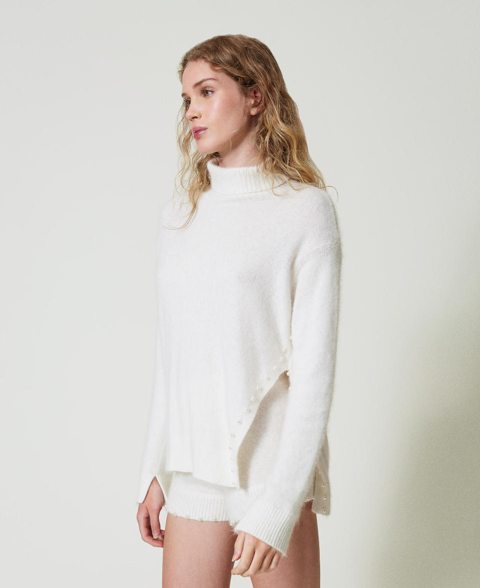 Twin Set Maglia dolcevita in misto angora con perle Negozio online di fabbrica