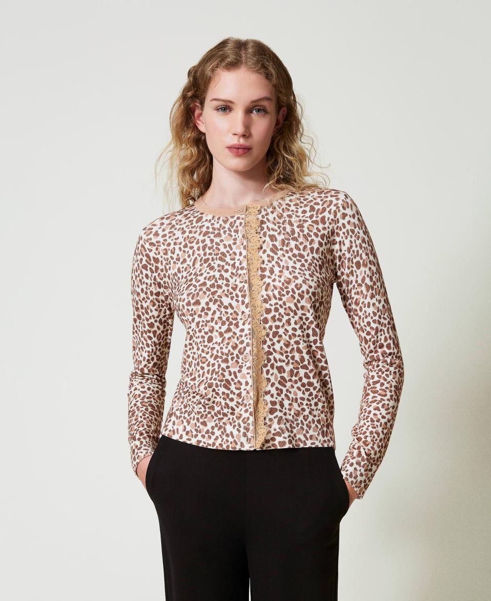 Twin Set Cardigan in maglia con stampa e pizzo Offerta speciale