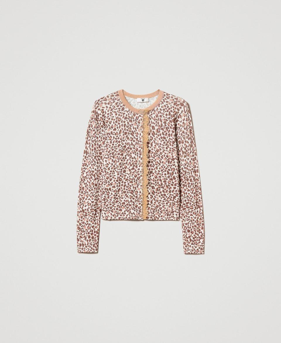 Twin Set Cardigan in maglia con stampa e pizzo Offerta speciale