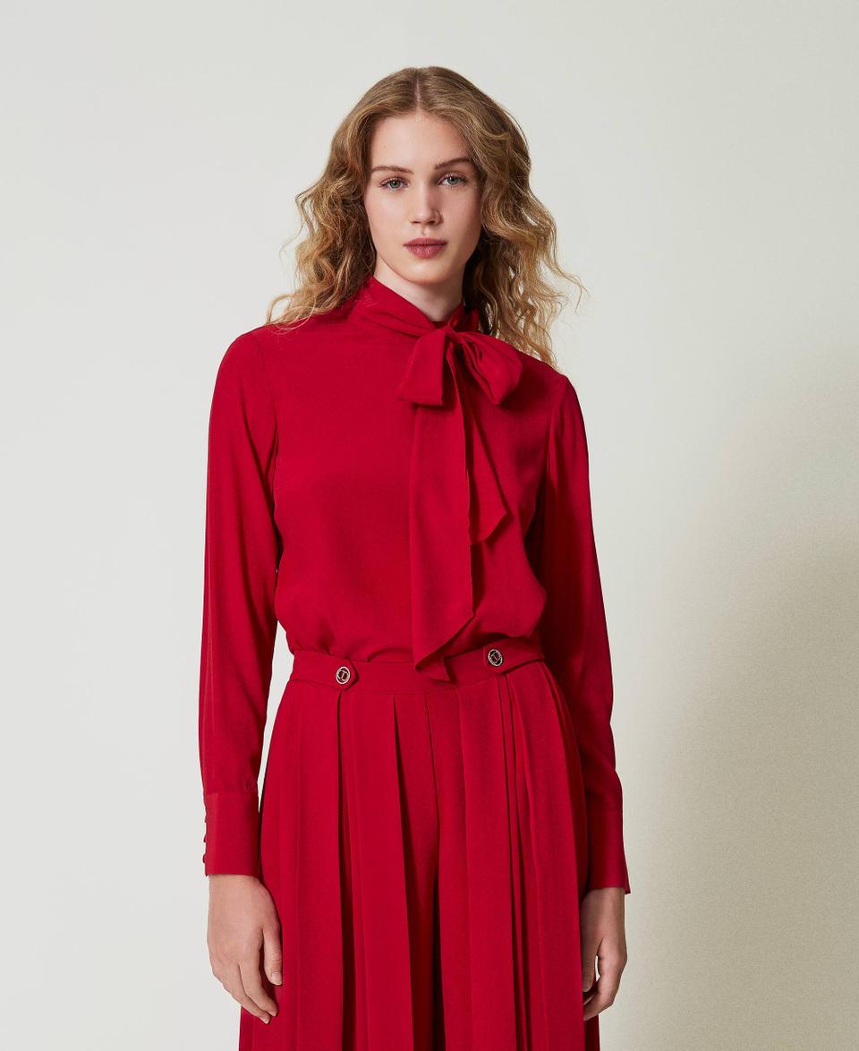 Twin Set Blusa misto seta con fiocco Comprare a buon mercato