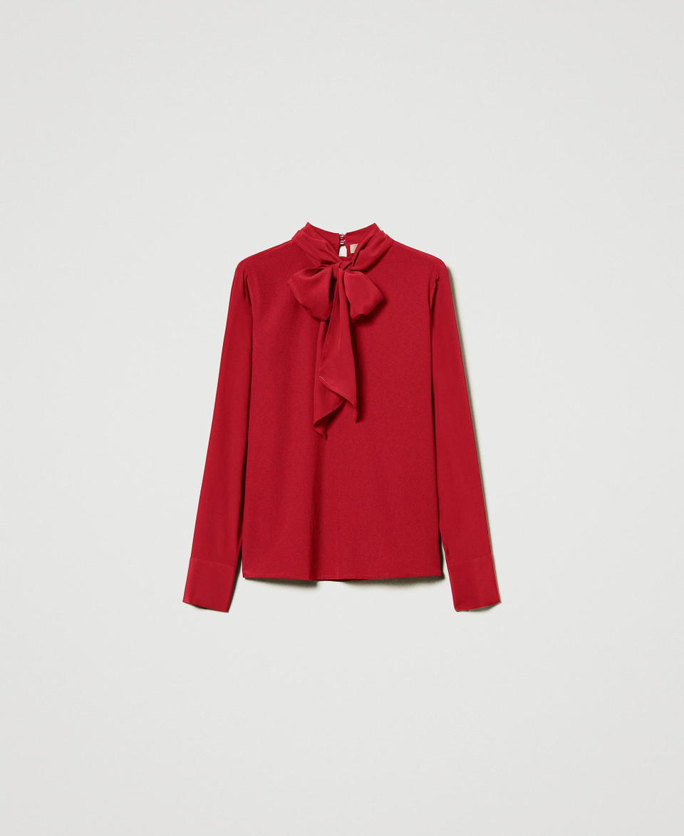 Twin Set Blusa misto seta con fiocco Comprare a buon mercato