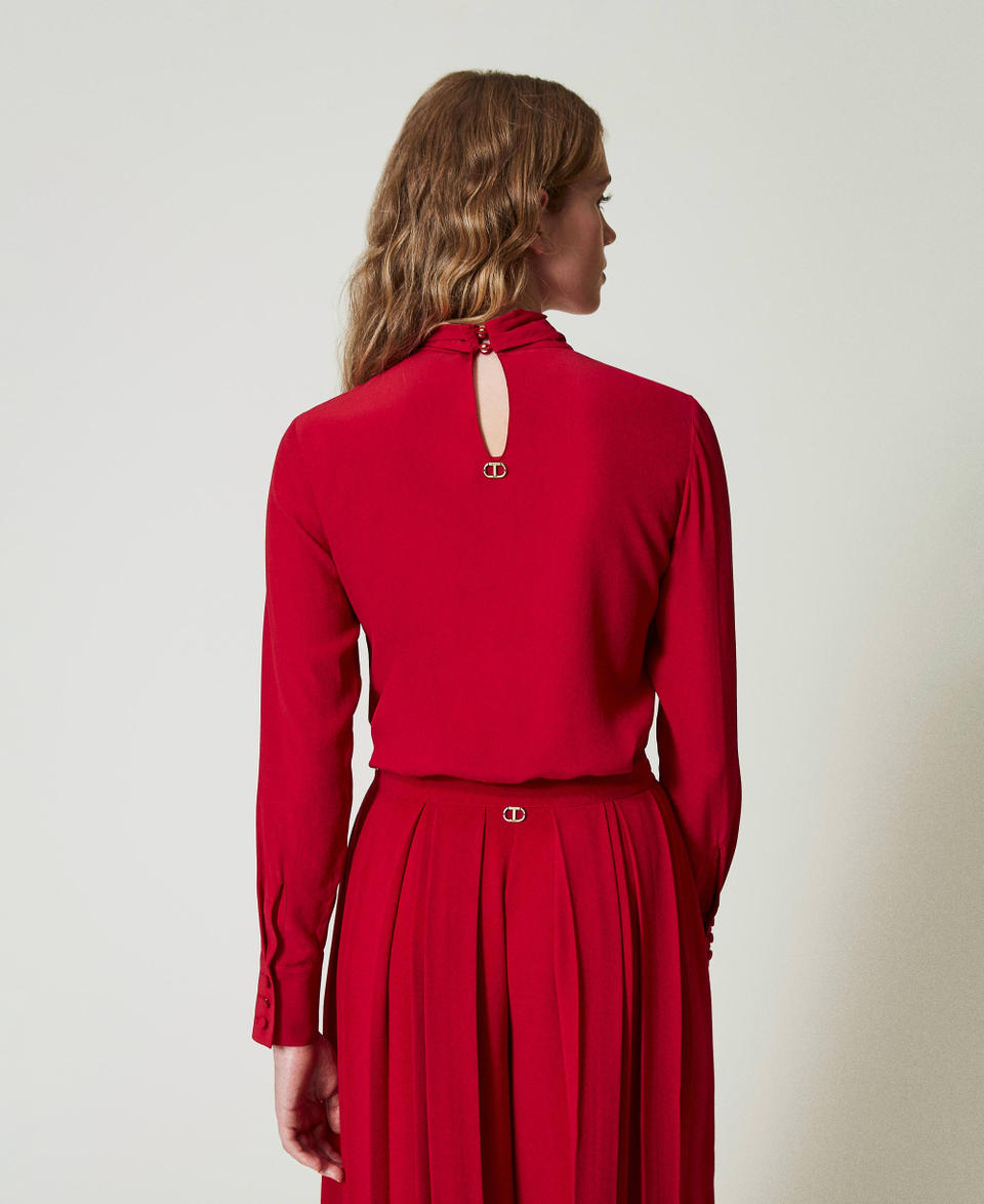 Twin Set Blusa misto seta con fiocco Comprare a buon mercato