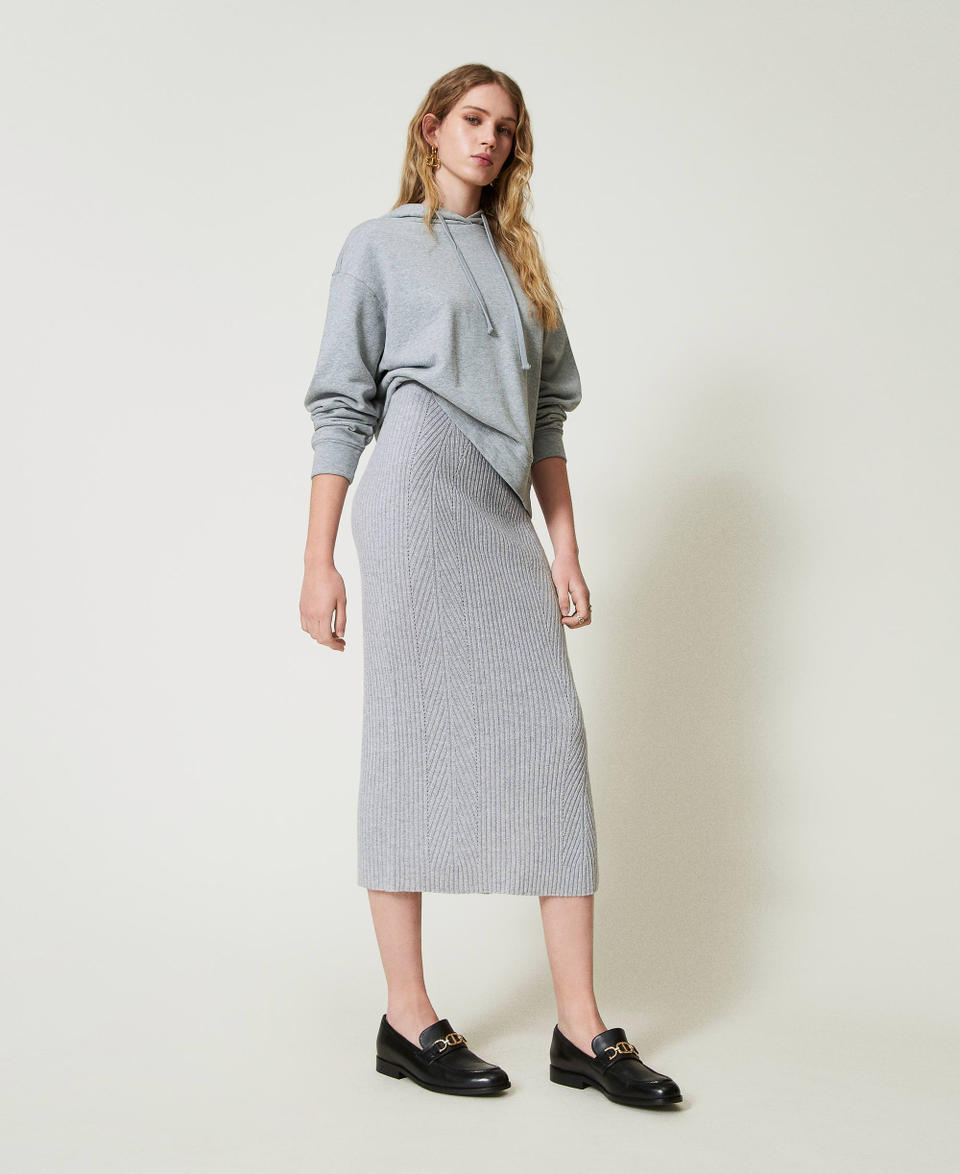 Twin Set Gonna longuette in maglia misto lana e lurex Offerta esclusiva