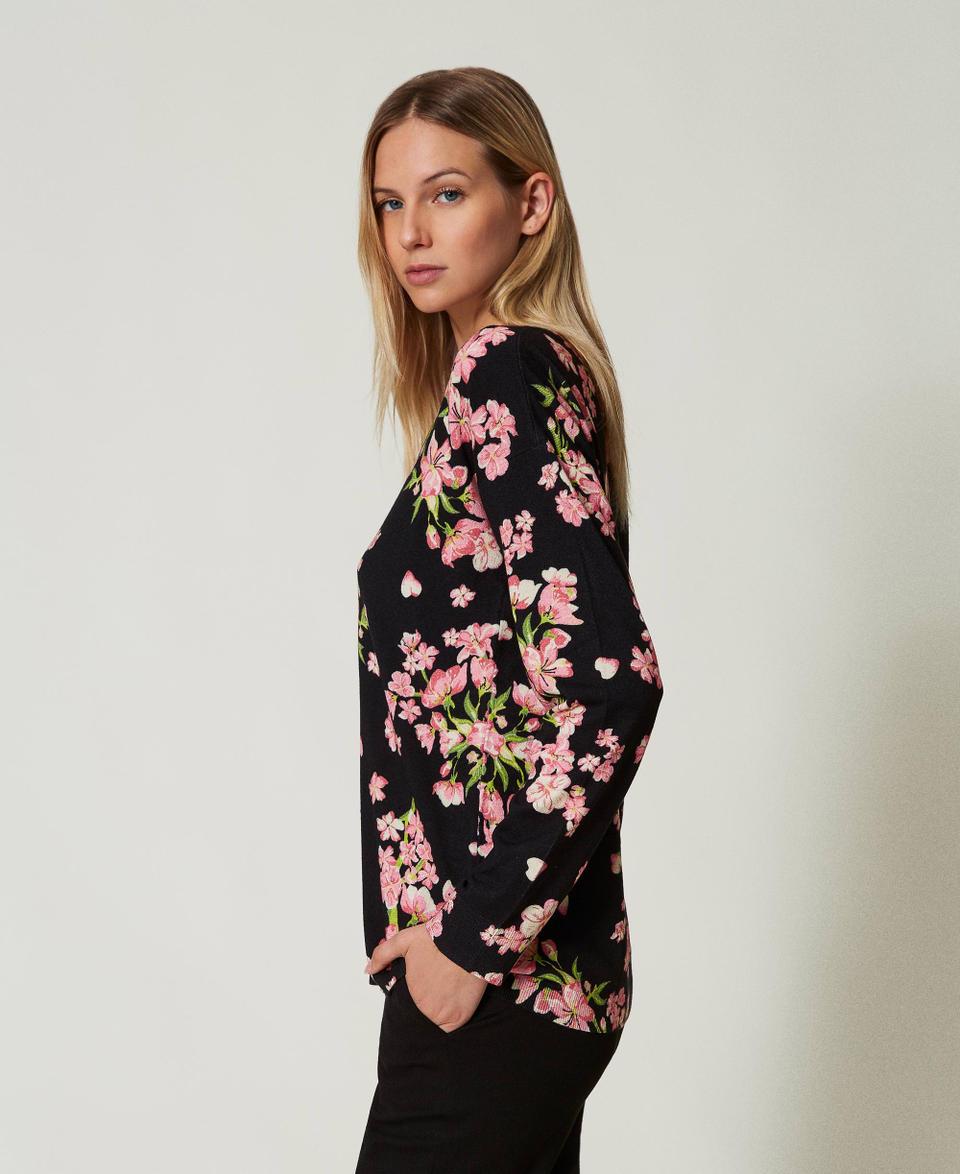 Twin Set Maglia con stampa a fiori e pizzo Vendite stagionali