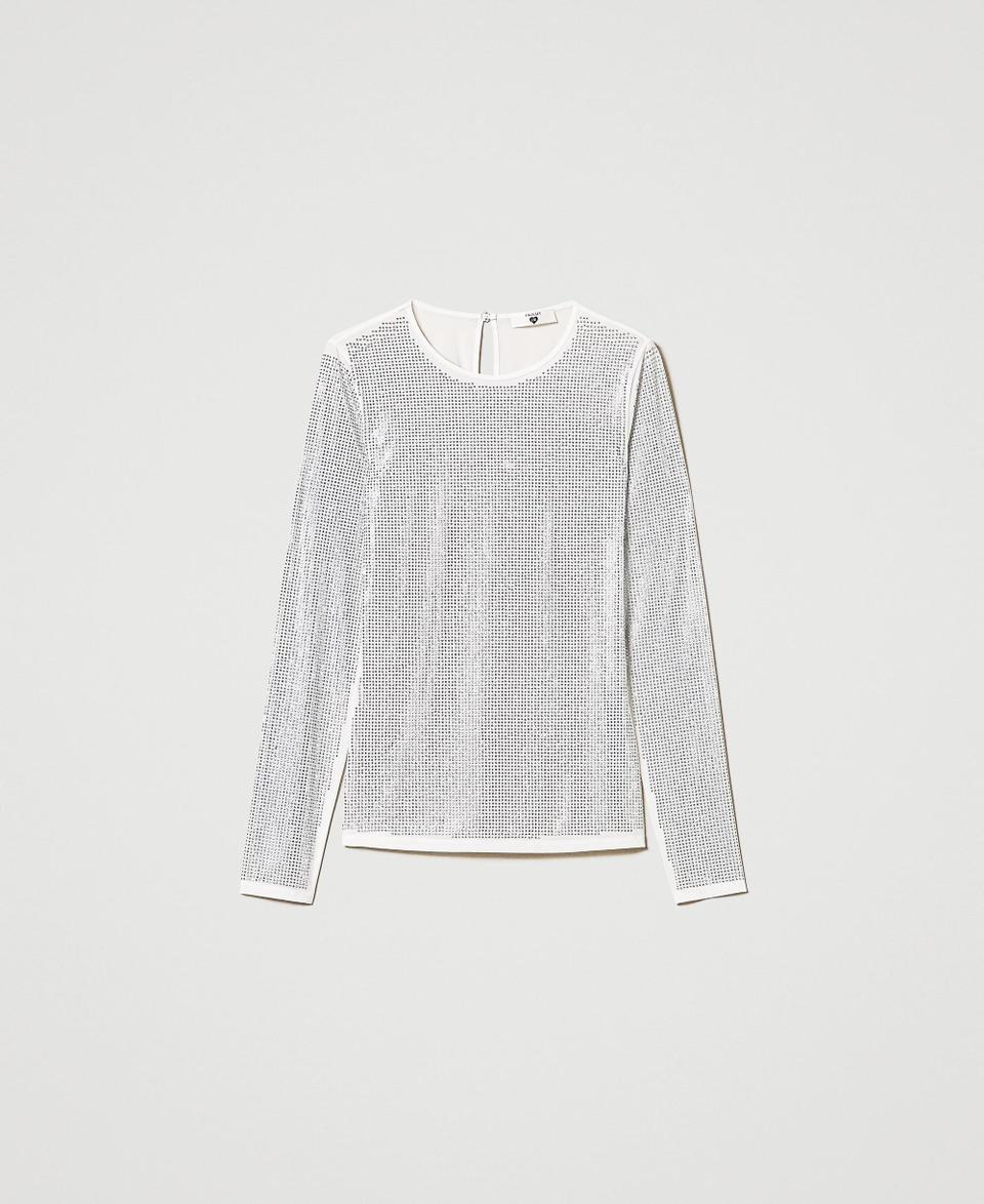 Twin Set T-shirt stretch con strass all over Cyber Monday