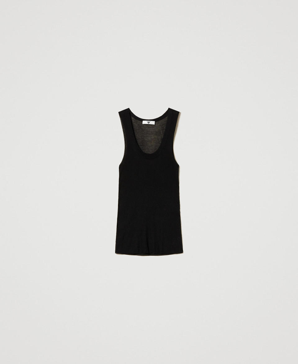 Twin Set Top fitted in maglia di viscosa Online Outlet