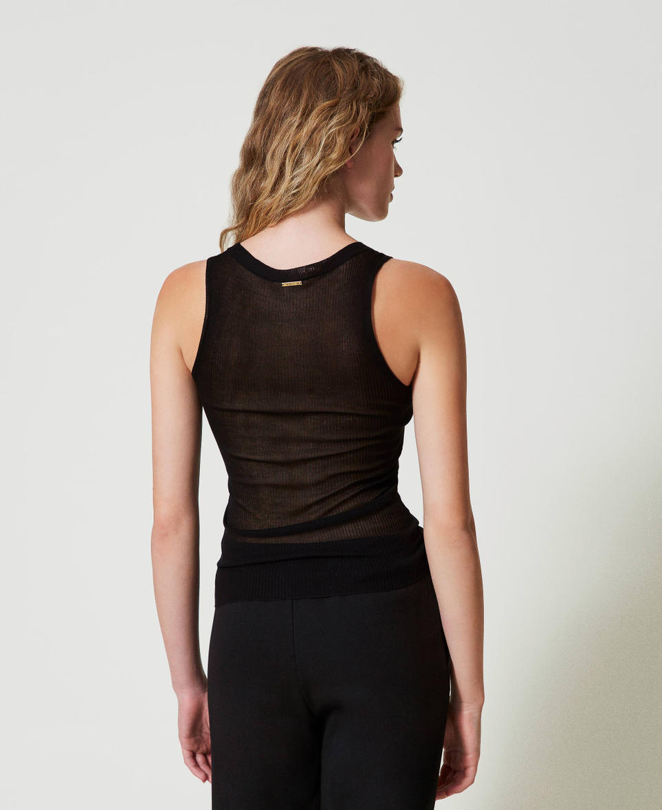 Twin Set Top fitted in maglia di viscosa Online Outlet