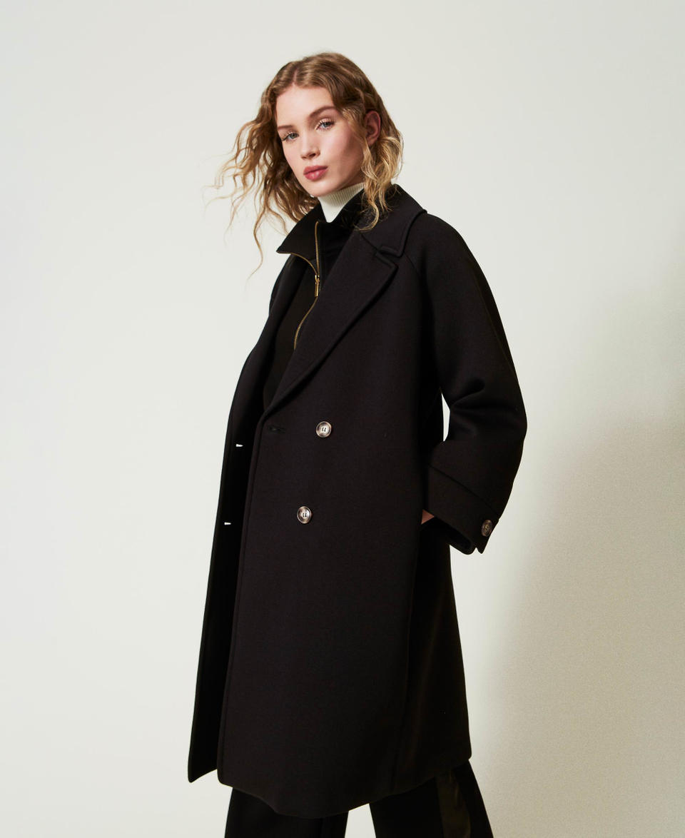 Twin Set Cappotto doppiopetto in tessuto scuba Offerta temporanea