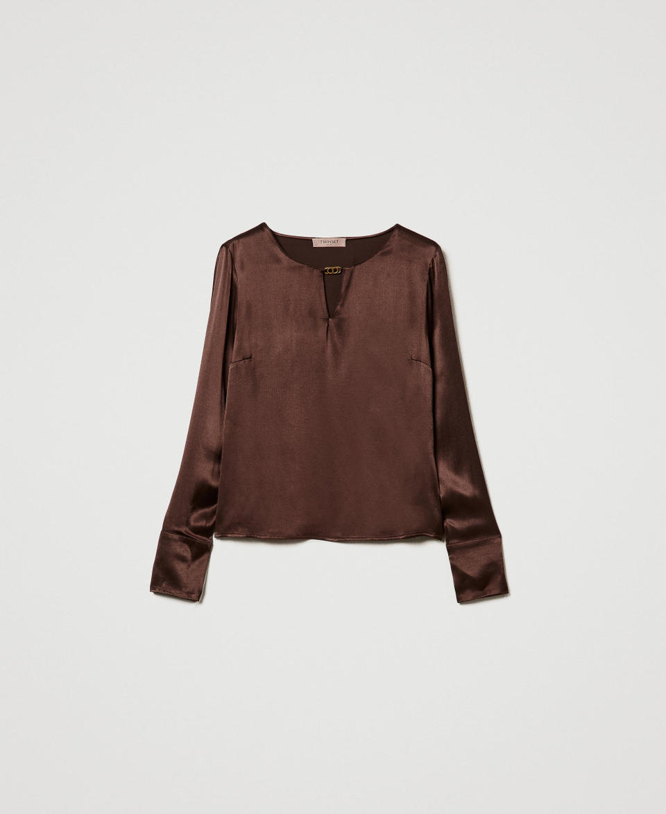 Twin Set Blusa in raso con Oval T Liquidazione