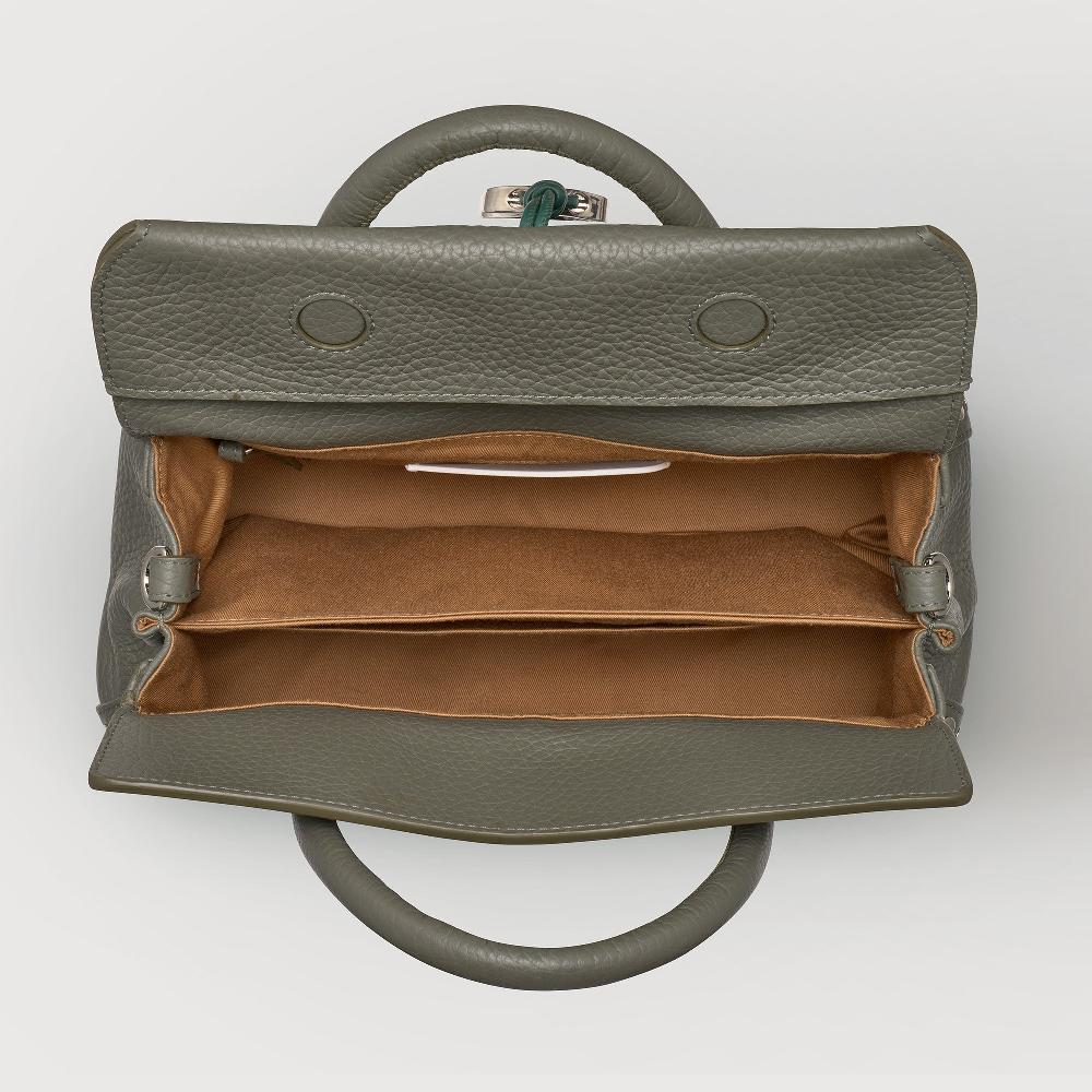 Zanellato BORSA DOTTA® SMALL IN PELLE MARTELLATA GREEN LICHENE | Zanellato Nuova
