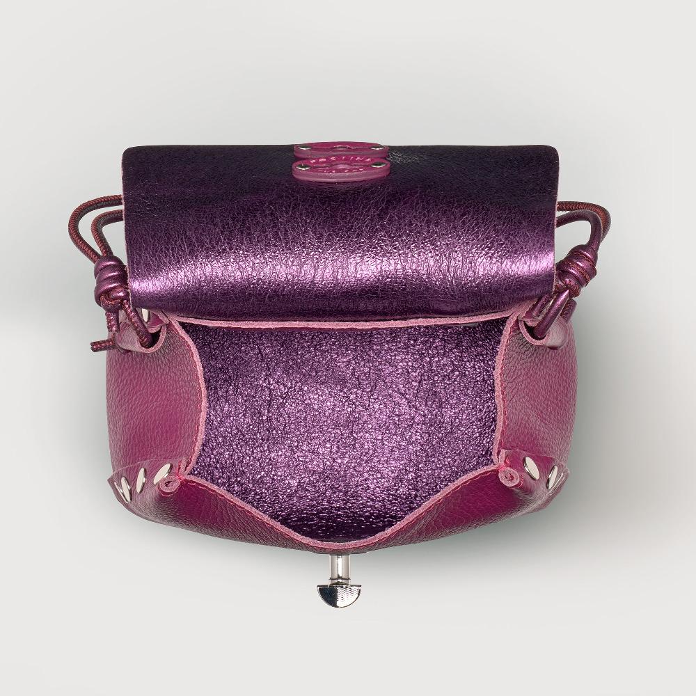 Zanellato BORSA POSTINA® SUPER BABY IN PELLE LAMINATA PURPLE BONARDA | Zanellato Promozione Limitata