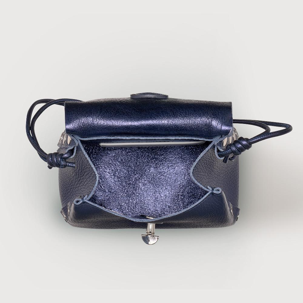 Zanellato BORSA POSTINA® SUPER BABY IN PELLE LAMINATA BLUE NAVY SAVOIA | Zanellato Affare Del Giorno