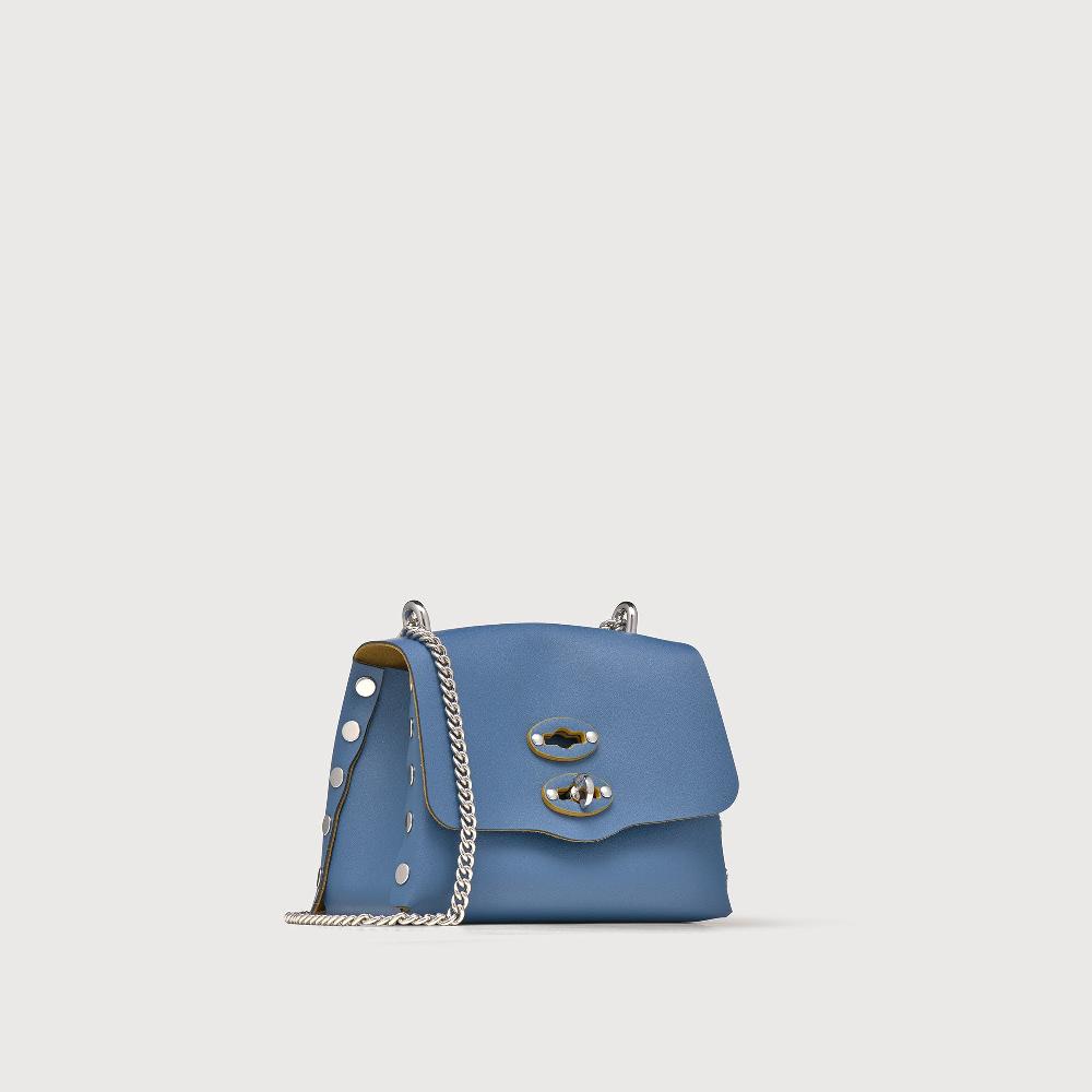 Zanellato BORSA POSTINA® SUPER BABY IN PELLE RIGENERATA BLUE MING | Zanellato Presa