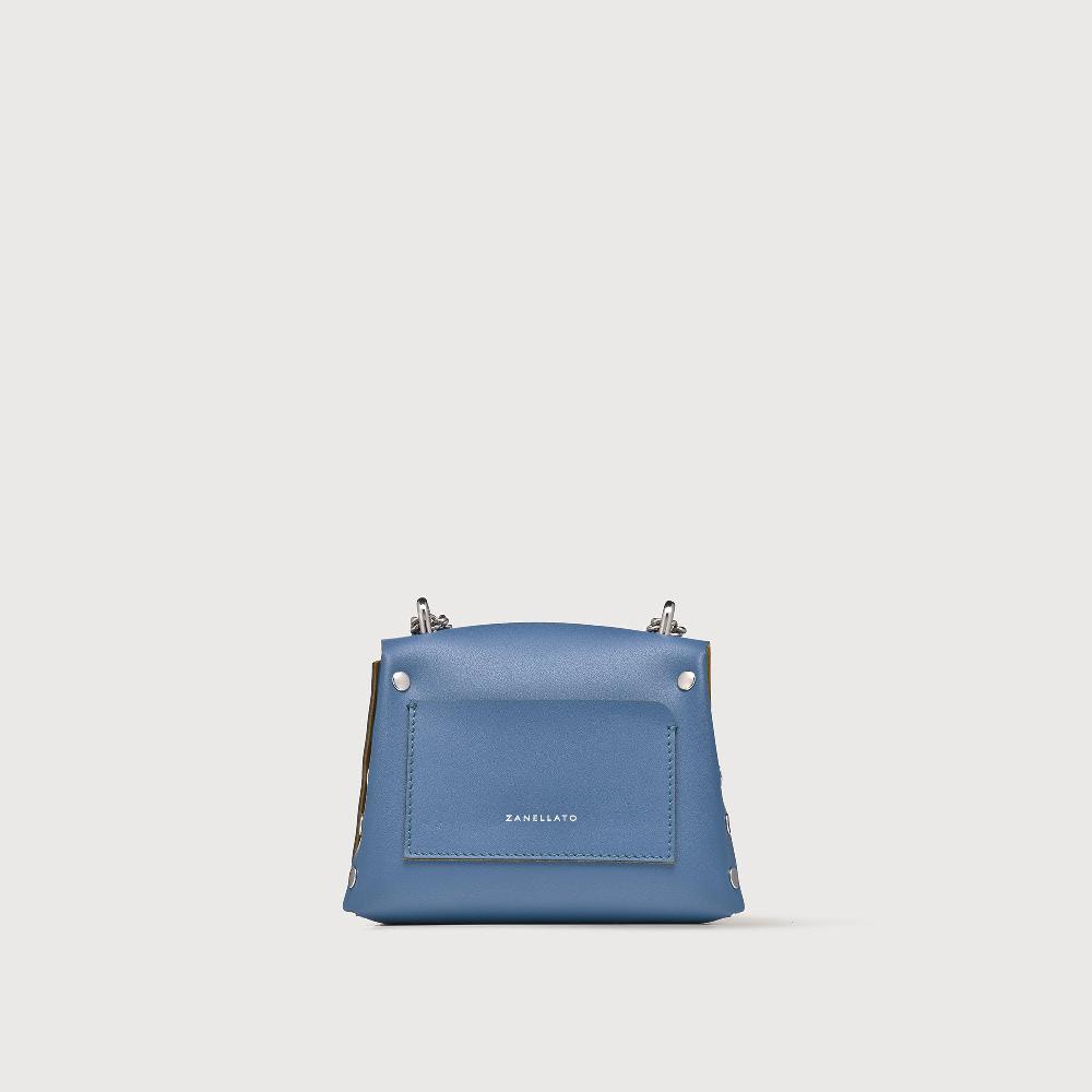 Zanellato BORSA POSTINA® SUPER BABY IN PELLE RIGENERATA BLUE MING | Zanellato Presa