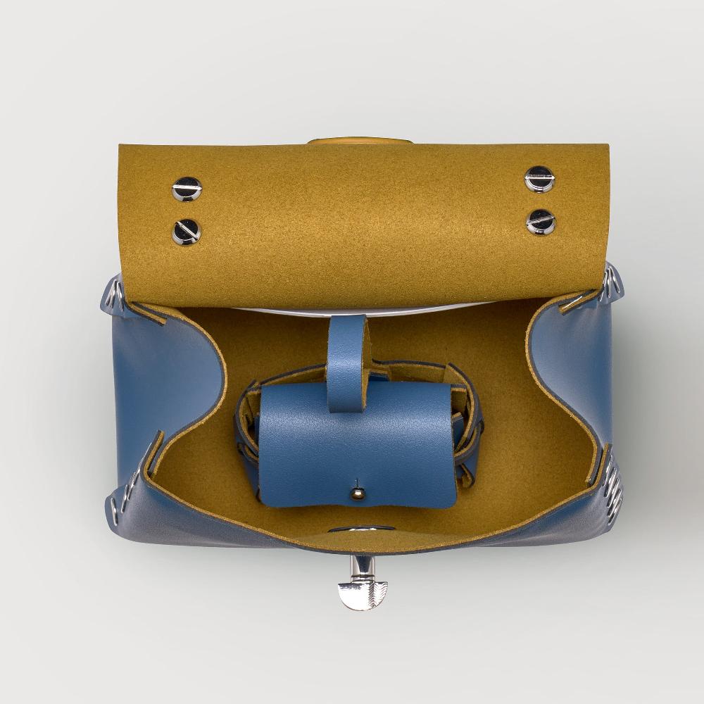 Zanellato BORSA POSTINA® SUPER BABY IN PELLE RIGENERATA BLUE MING | Zanellato Presa