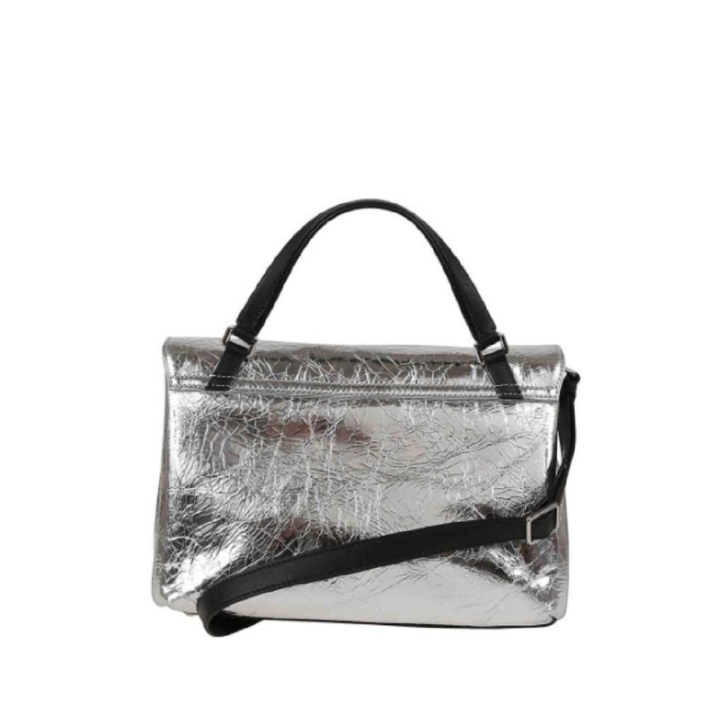 Zanellato BORSA POSTINA® SMALL IN PELLE LAMINATA GREY ARGENTO | Zanellato Negozio