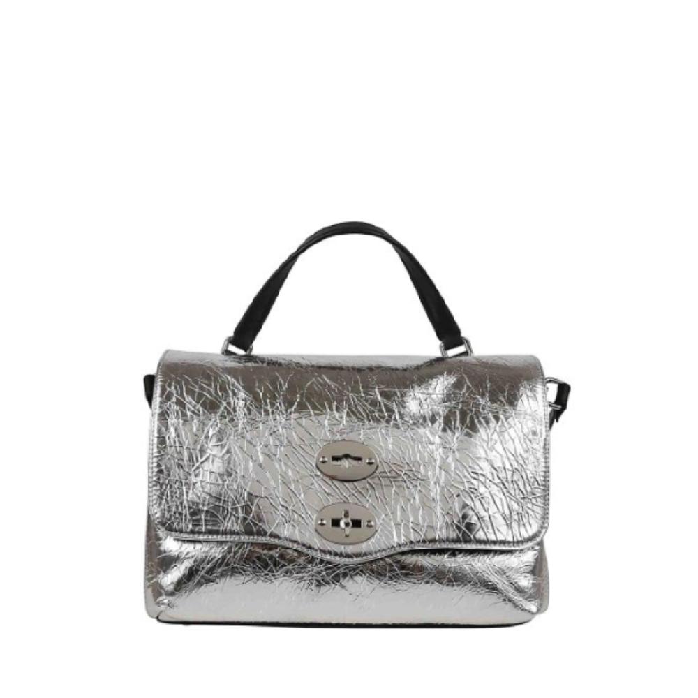 Zanellato BORSA POSTINA® SMALL IN PELLE LAMINATA GREY ARGENTO | Zanellato Negozio