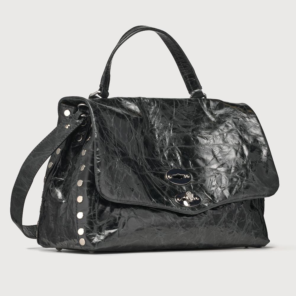 Zanellato BORSA POSTINA® MEDIUM IN PELLE SPAZZOLATA BLACK NERO | Zanellato In Vendita