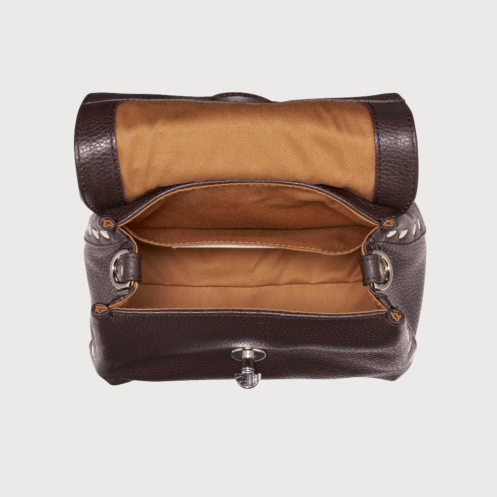 Zanellato BORSA POSTINA® BABY IN PELLE MARTELLATA BROWN MOCACCINO | Zanellato Nuova