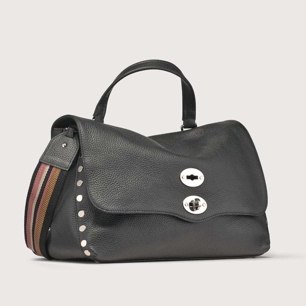 Zanellato BORSA POSTINA® MEDIUM IN PELLE MARTELLATA BLACK NERO | Zanellato Spedizione Gratuita