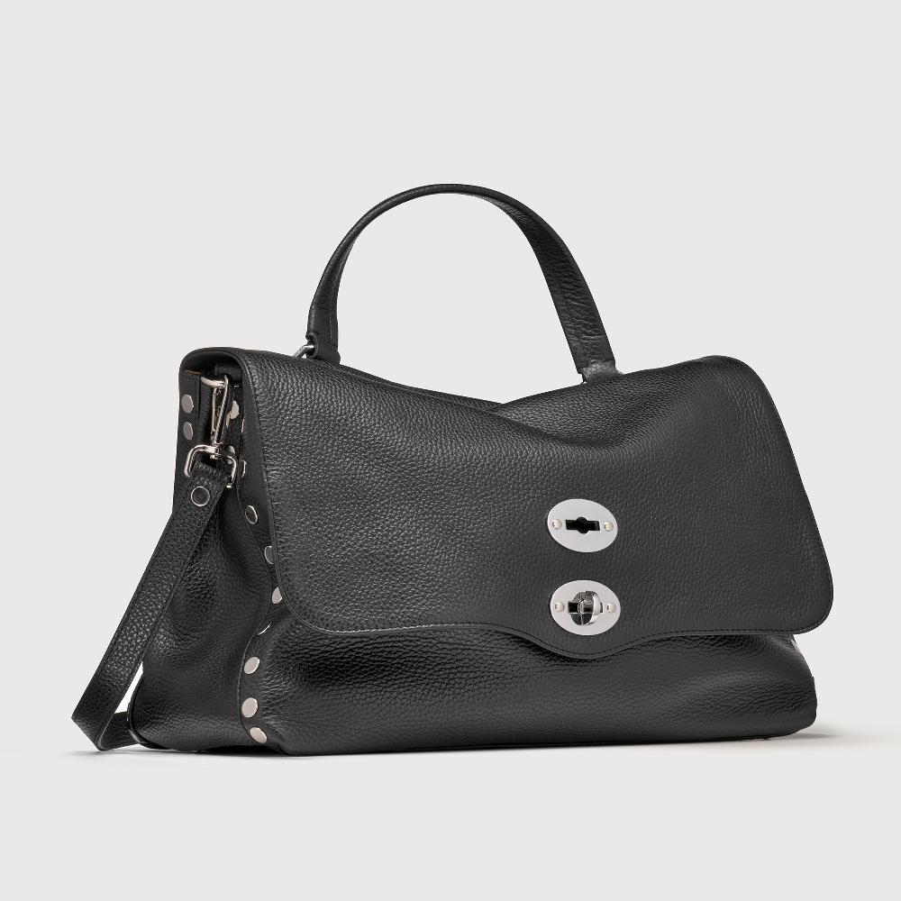 Zanellato BORSA POSTINA® MEDIUM IN PELLE MARTELLATA BLACK NERO | Zanellato Qualità Garantita