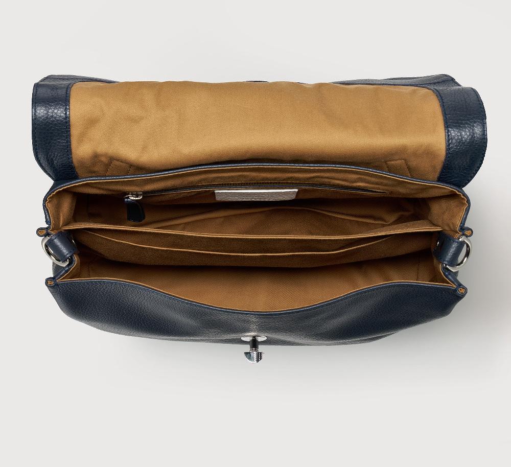 Zanellato BORSA POSTINA® MEDIUM IN PELLE MARTELLATA DARK NAVY | Zanellato Consegna Veloce