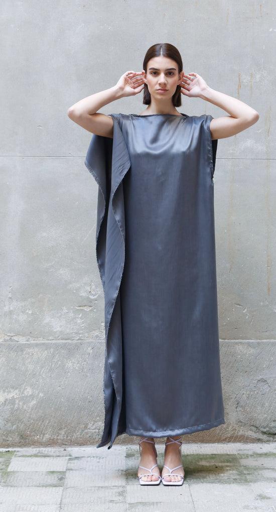 ﻿Zerobarracento Sleeveless Bemberg Draped Maxi Dress Acquista Ora