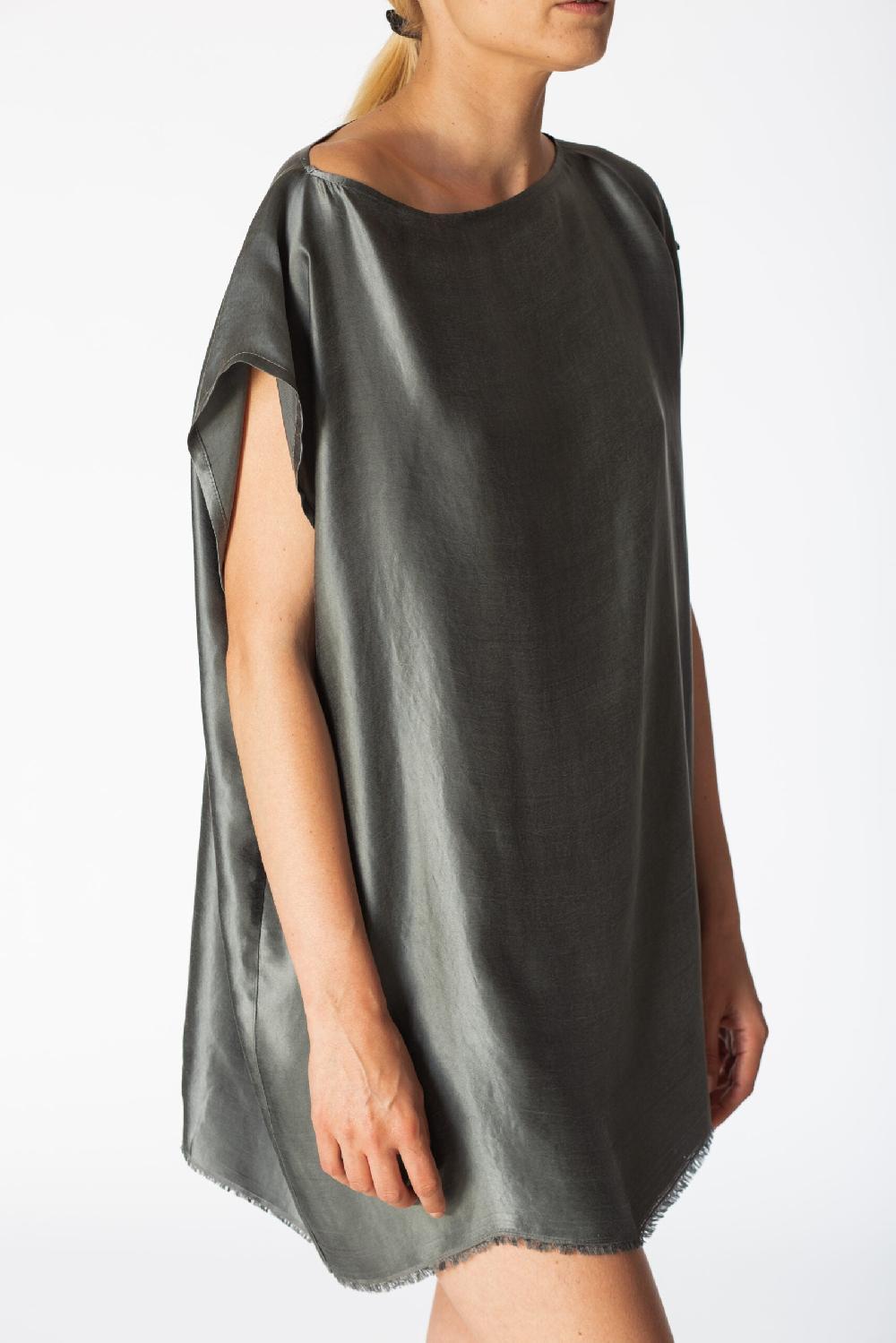 ﻿Zerobarracento TOME Sleeveless T-Shirt 100% BEMBERG Gray/Cyclamen/Powder Pink