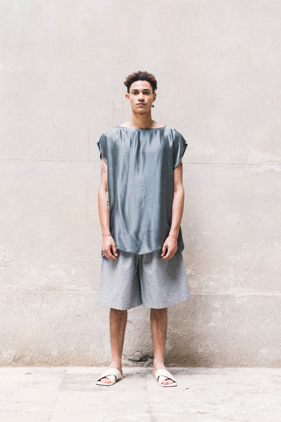 ﻿Zerobarracento TOME Sleeveless T-Shirt 100% BEMBERG Gray/Cyclamen/Powder Pink Sottocosto