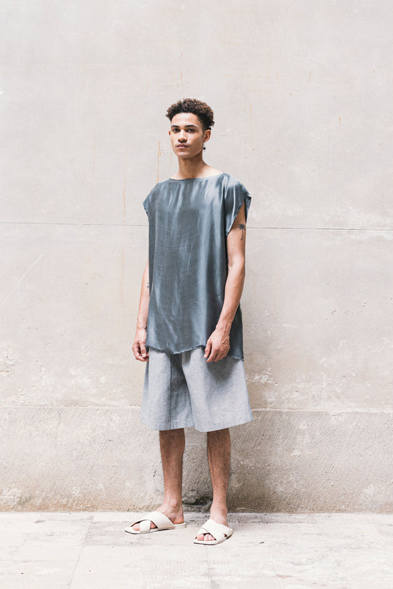 ﻿Zerobarracento TOME Sleeveless T-Shirt 100% BEMBERG Gray/Cyclamen/Powder Pink Sottocosto