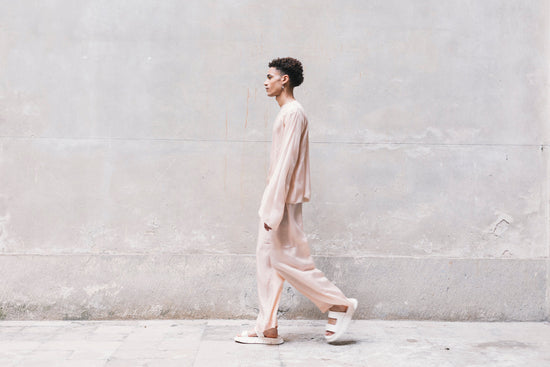 ﻿Zerobarracento Long Wide Pants 100% BEMBERG Cyclamen/Powder Pink Outlet