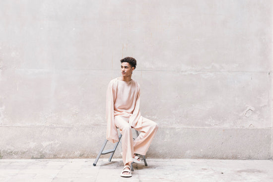 ﻿Zerobarracento Long Wide Pants 100% BEMBERG Cyclamen/Powder Pink Outlet