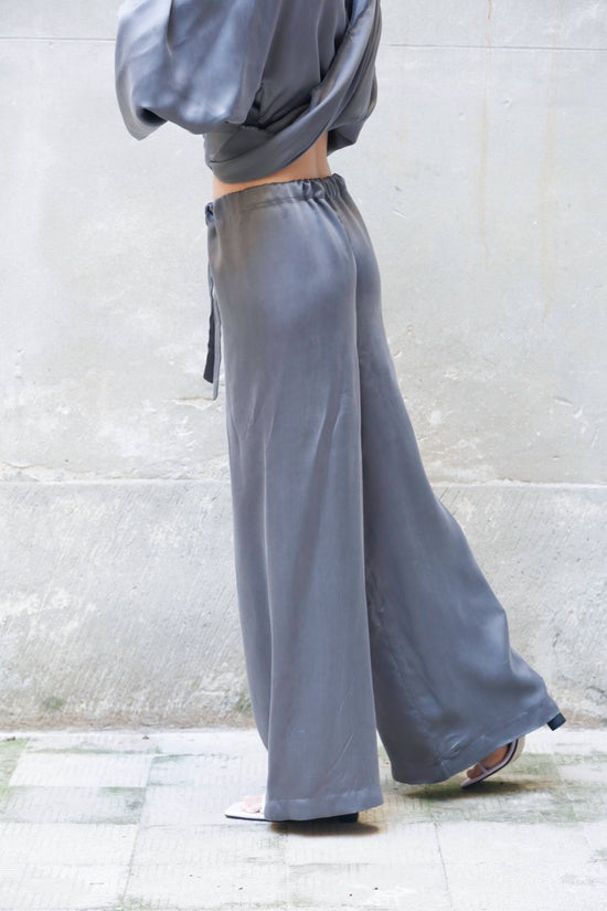﻿Zerobarracento Low Waist Long Wide Pants 100% Bemberg In Vendita