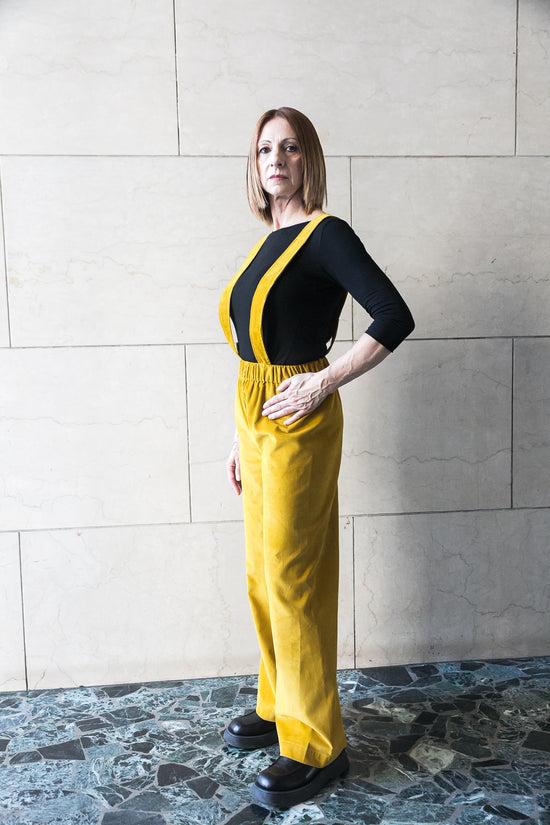 ﻿Zerobarracento Elasticated waist wide pants with braces In Saldo