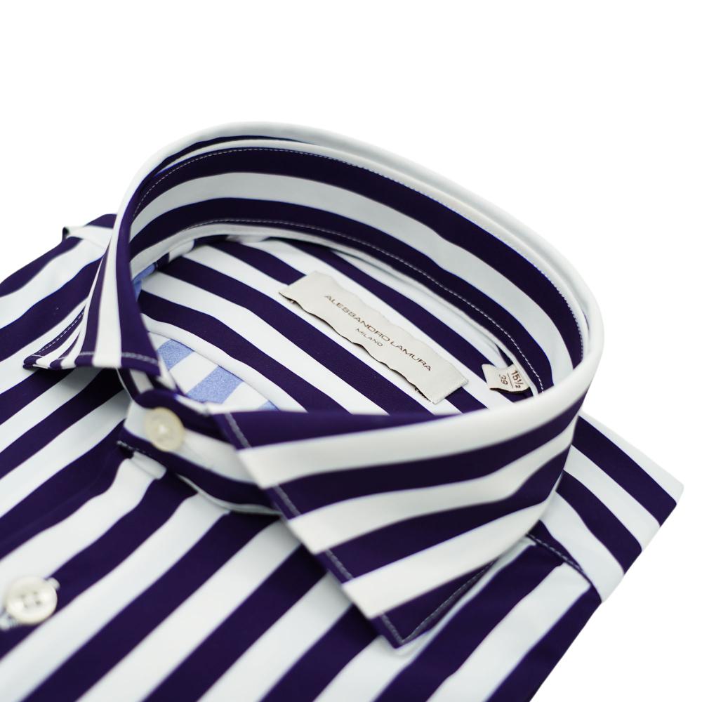 Alessandro Lamura Camicia a righe bianche e blu navy Vendite Flash